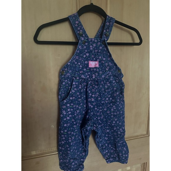 Vintage Oshkosh Denim Floral Overalls 2T MADE IN USA